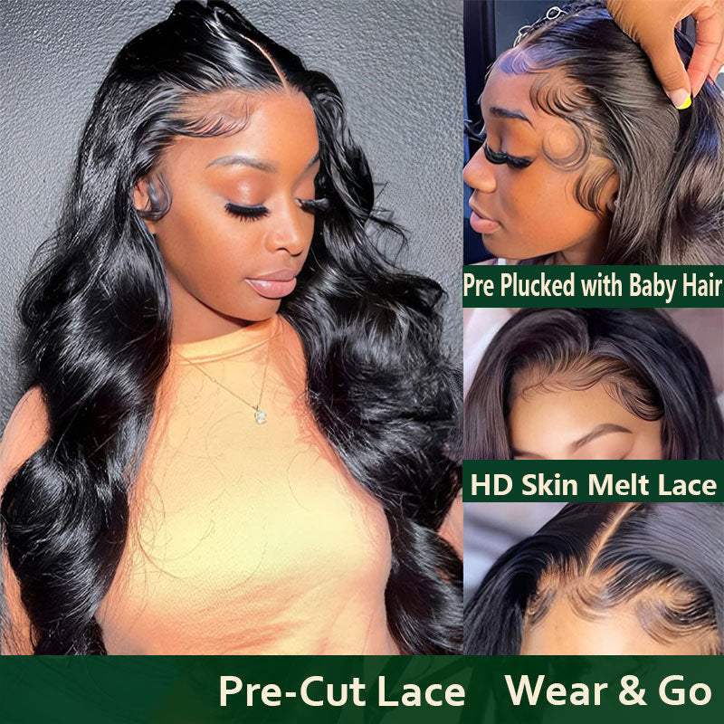 $50 OFF Full $51 | Code: SAVE50 Klaiyi Pre-Cut 5x5 HD Clear Lace Put On and Go Glueless Wig Body Wave/Straight/Curly Hair