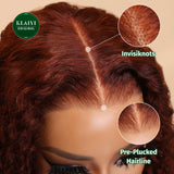 Klaiyi Reddish Brown 13x4 Pre-Everything™ Lace Frontal Wig Jerry Curly Put On and Go Glueless Wig Human Hair