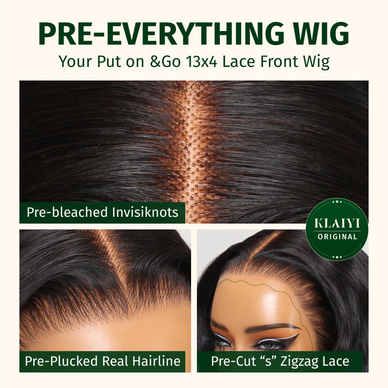 Extra 70% OFF |Klaiyi Straight Hair 7x5 Bye Bye Knots 13x4 Pre-Everything Put On and Go Wig Affordable Lace Part Wig