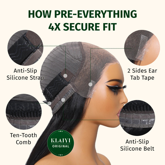 Extra 50% Off Code HALF50 | Klaiyi 6x4.75 Pre-Cut Lace Closure Wig Put On and Go Glueless Bob Wig