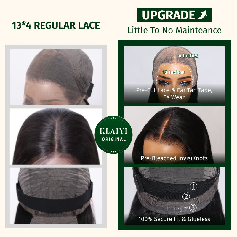 Extra 70% OFF |Klaiyi Straight Hair 7x5 Bye Bye Knots 13x4 Pre-Everything Put On and Go Wig Affordable Lace Part Wig