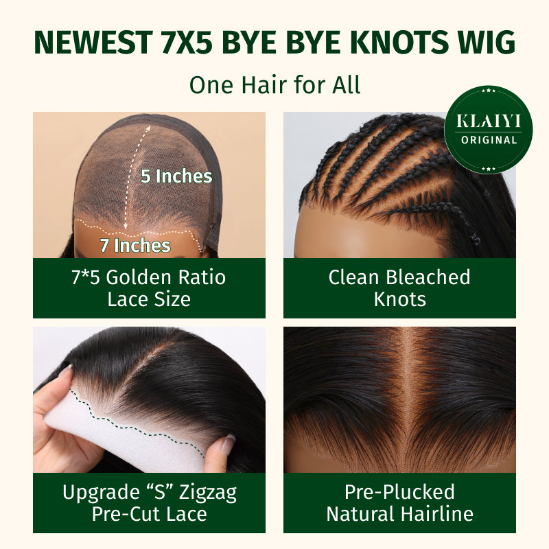 $100 OFF| Code: SAVE100 Klaiyi 7x5 Bye Bye Knots Water Wave Put On and Go Glueless Lace Wig Human Hair