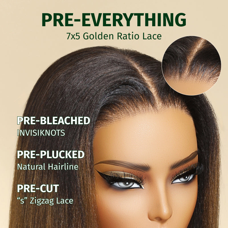 Klaiyi Summer Bob Ombre Chestnut Brown Short Bob Wig 7x5 Bye-Bye Knots Wig Flash Sale