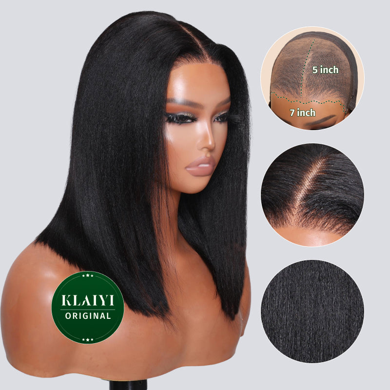 Extra 70% OFF | Klaiyi Yaki Straight Bob Wig 7x5 Bye Bye Knots/13x4 Pre Everything Put On and Go Glueless Wig