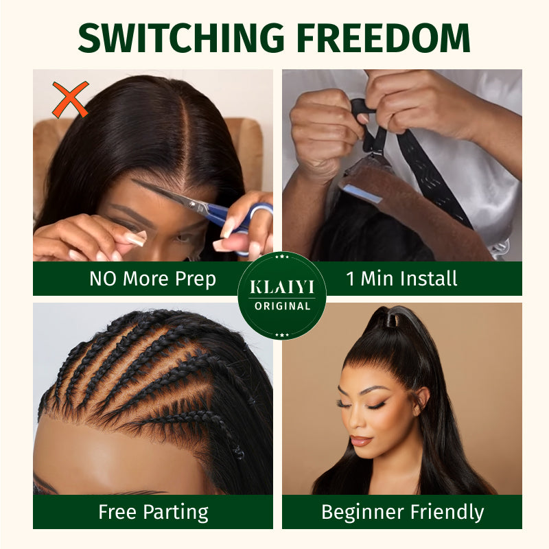 Extra 70% OFF |Klaiyi Straight Hair 7x5 Bye Bye Knots 13x4 Pre-Everything Put On and Go Wig Affordable Lace Part Wig