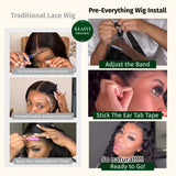 Klaiyi 13x4 Water Wave Pre-Everything™ Lace Frontal Wig Put On and Go Byebye Glue Lace Front Wigs with Invisible Knots