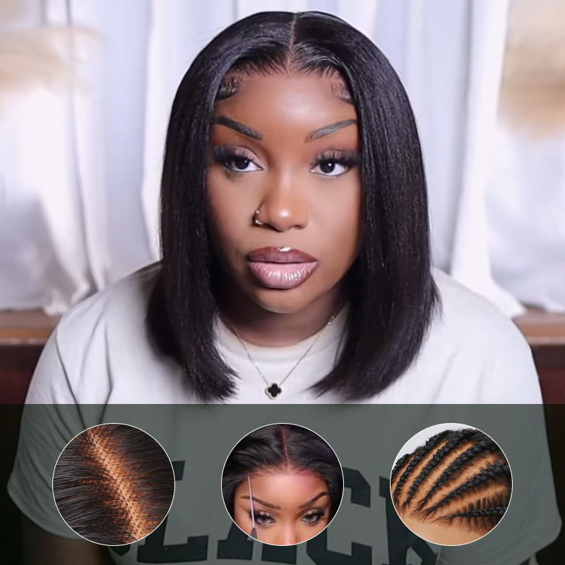 Extra 70% OFF | Klaiyi Yaki Straight Bob Wig 7x5 Bye Bye Knots/13x4 Pre Everything Put On and Go Glueless Wig