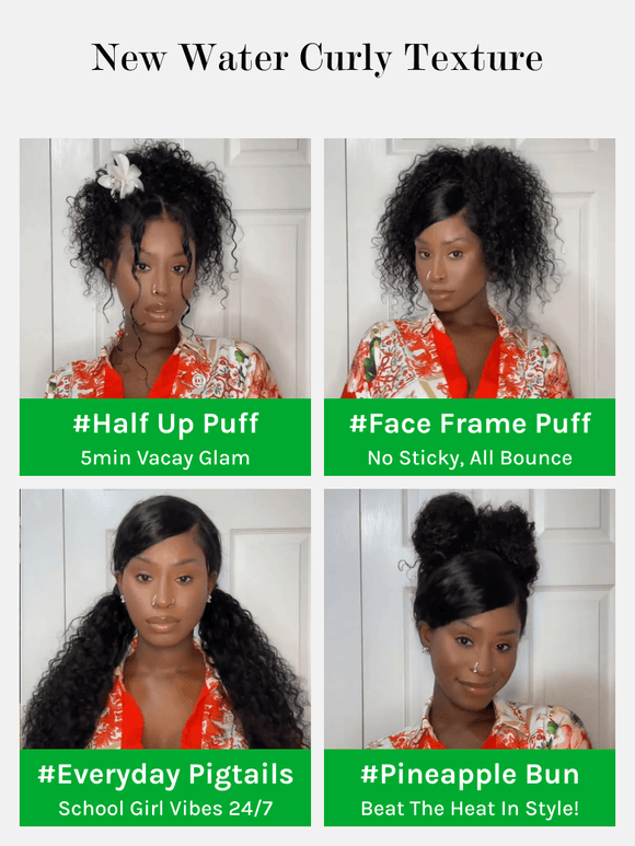 Klaiyi 7×5 and 13x4 Pre-Everything™ Lace Frontal Wig Water Wave & Curly  Mixed Human Hair Glueless Wig