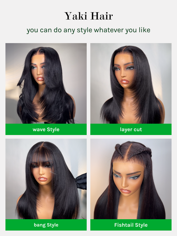 Klaiyi Yaki Straight Put On and Go Glueless Lace Wigs 7x5 Bye Bye Knots Human Hair Lace Wig