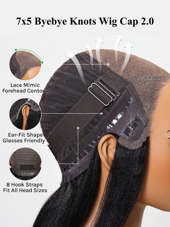 Klaiyi Ombre Highlight Blonde Body Wave 7x5 Bye Bye Knots Lace Wig Human Hair Put on and go Wigs
