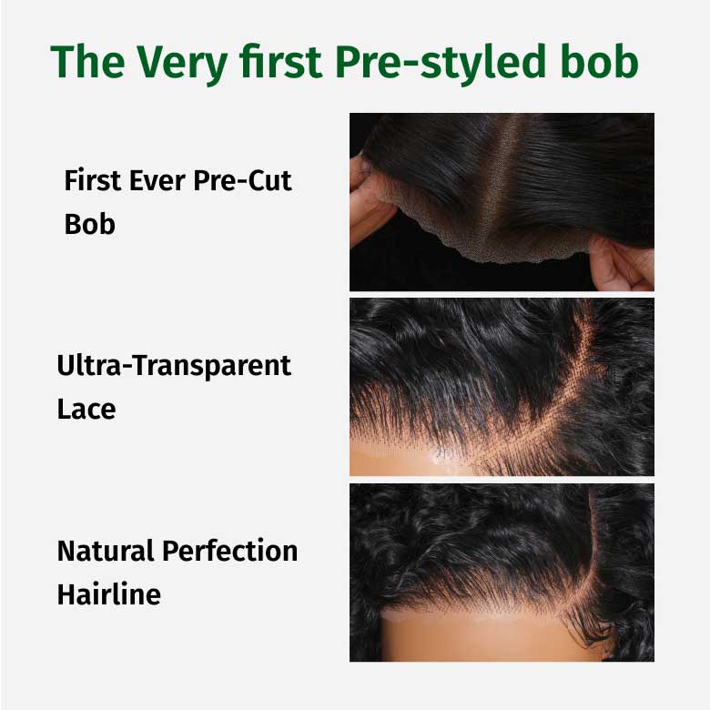 Extra 50% Off Code HALF50 |Klaiyi Deep Side Part Short Bob Curly Wig 7X5 Bye Bye Knots Lace Front Wig