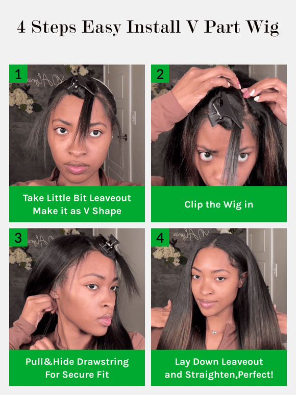 100 $ de réduction | Code : SAVE100 Perruque Klaiyi New Yaki Straight V Part Wig Upgrade U Part Wig Meets Real Scale Prête à porter sans colle