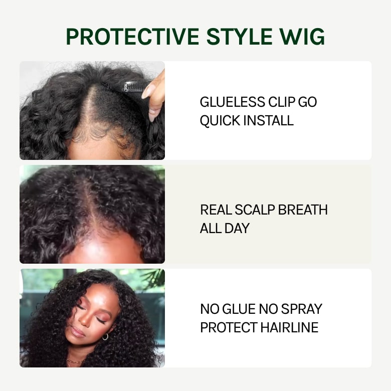 Klaiyi Body Wave Easicontour V Part Glueless Wig with invisi Drawstring Human Hair Meets Real Scalp Beginner Friendly
