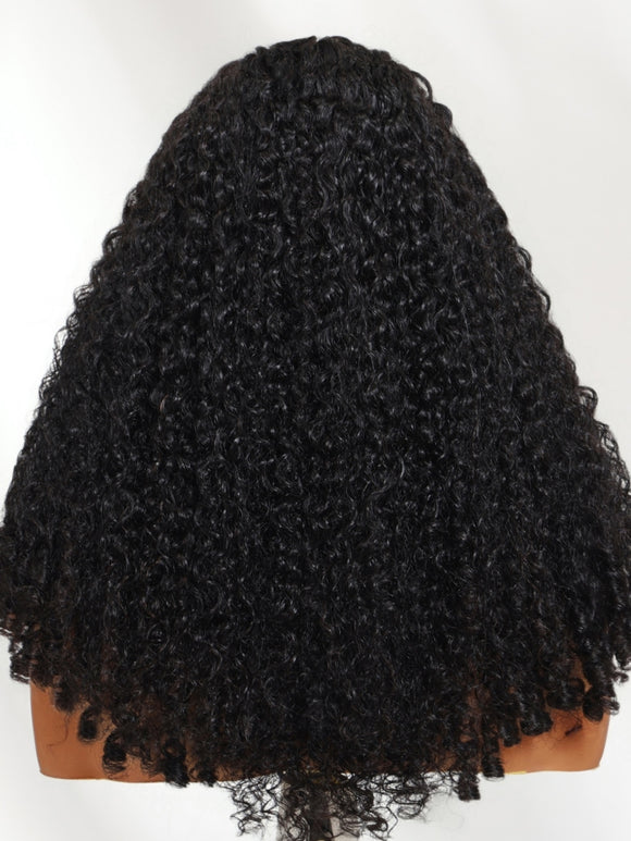 Klaiyi Hair InvisiBlend™ V part Wig Curly Hair with Finger Coil Ends Human Hair Wig