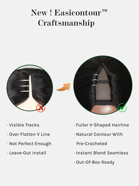 Klaiyi Hair Bouncy Water & Curly Seamless Blending Wig With Drawstring  InvisiBlend™ V part Wig 3.0 150% Density Protect Your Natural Hair Flash Sale