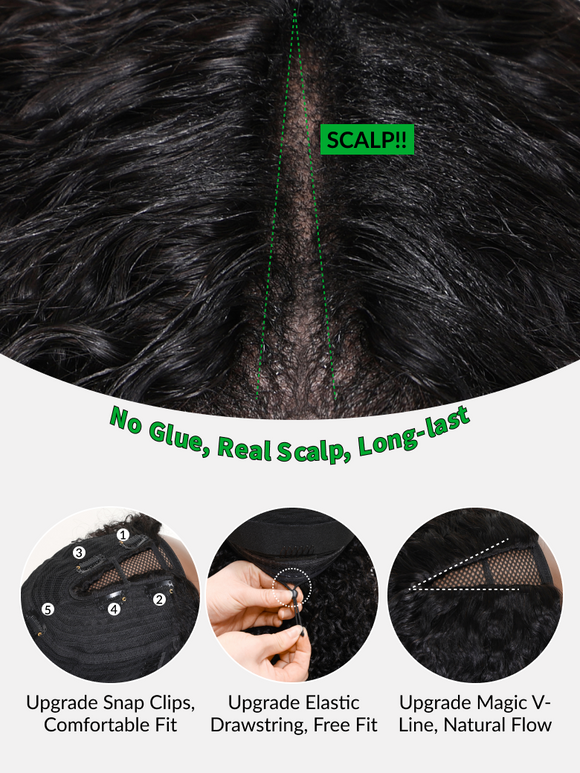 Klaiyi Yaki Straight V Part Wig Meets Real Scalp New EasiContour™  Ready To Wear Glueless Wig with  Invisi Drawstring Flash Sale