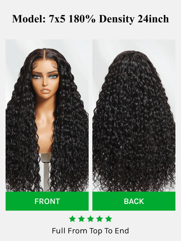 Flash Sale Klaiyi Water Wave 7x5 Bye Bye Knots /13x4 Pre-everything Put On and Go Glueless Human Hair Wigs