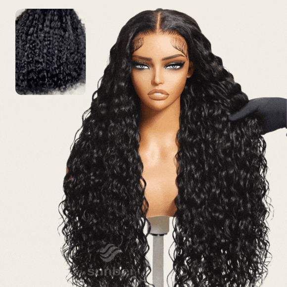 Klaiyi 13x6 Water Wave Lace Frontal Wig with Deeper Natural Parting & Real Ear-to-Ear Invisi Drawstring