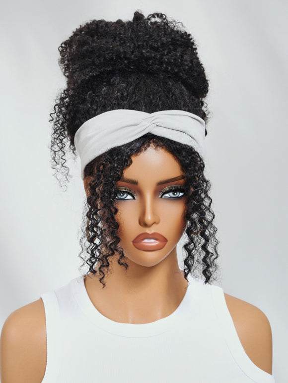 Klaiyi Kinky Curly 3 In 1 Flip Over 3/4 Half Wig with 4C Kinky Edge &Flexi-Fit Drawstring Beginner Friendly Wig Flash Sale