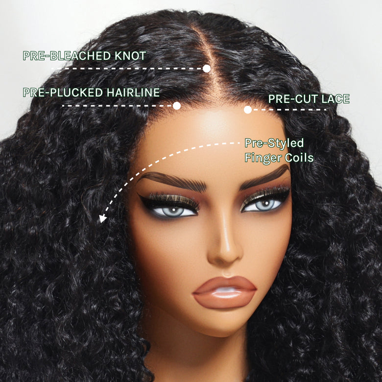Extra 60% OFF |  Klaiyi 7x5 Bye Bye Knots Spiral Curls Water Curly Hair with Twist-Out Ends Put on and Go Glueless Wig