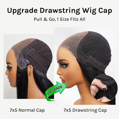 Klaiyi Ombre Highlight Blonde Body Wave 7x5 Bye Bye Knots Lace Wig Human Hair Put on and go Wigs