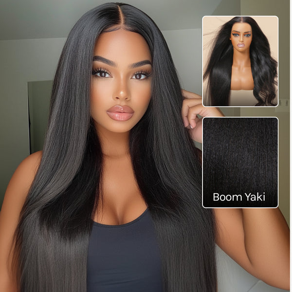 Klaiyi Yaki Straight Put On and Go Glueless Lace Wigs 7x5 Bye Bye Knots/5x5 HD Pre-cut Human Hair Lace Wig