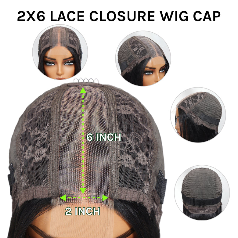 Klaiyi Silky Blunt Cut Glueless 2x6 Lace Closure Wig 200% Density Shoulder Length Bob Wig Flash Sale Pre Plucked & Bleached