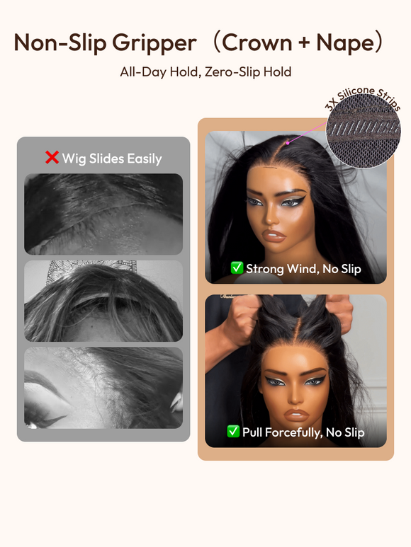 Klaiyi 7x5 Lace Feathered Layered Wig Natural Black with Ash Blonde Highlights 200% Density Side Bangs Human Hair Wig