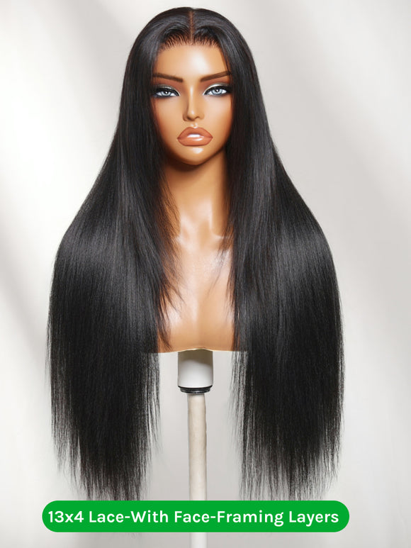 Klaiyi Yaki Straight Put On and Go Glueless Lace Wigs 7x5 Bye Bye Knots Human Hair Lace Wig