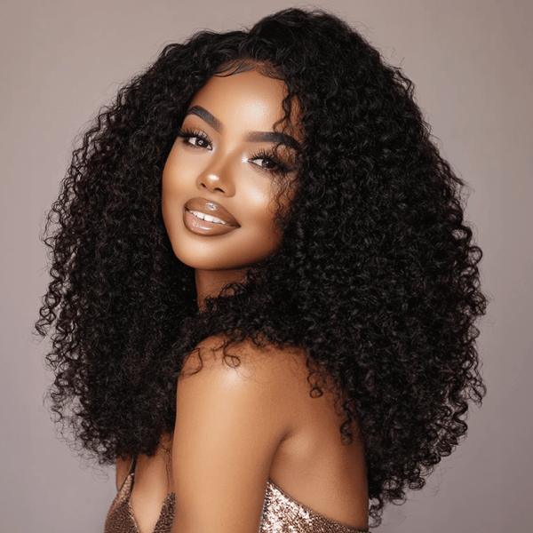 18" ONLY $59| Kinky Straight Natural Wigs 100% Human Hair Beginner V part Styles VIP Member Flash Sale