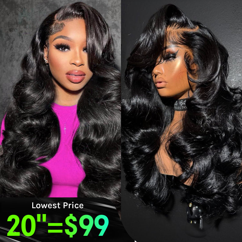 20inch=$99 | Klaiyi 13x4 Pre Everything Body Wave Glueless Frontal Wig With Elastic Drawstring Human Hair Wig Flash Sale