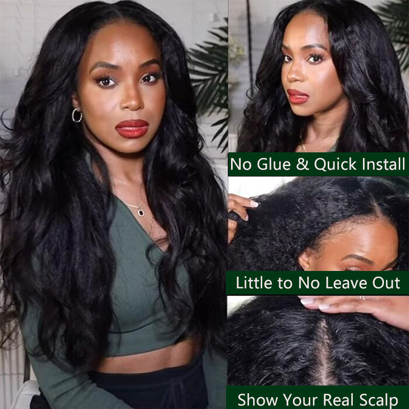 Klaiyi Yaki Straight V Part Wig Human Hair Upgrade U Part Wig Meets Real Scalp No Sew In Read To Wear Glueless Wig