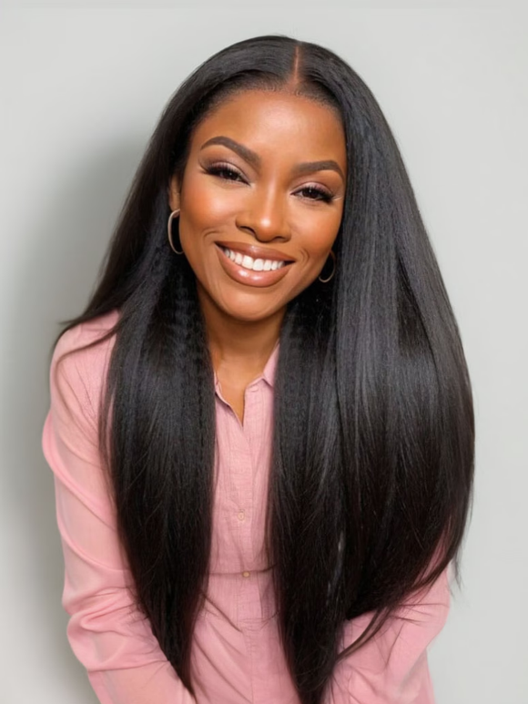 Klaiyi Yaki Straight V Part Wig Meets Real Scalp New EasiContour™  Ready To Wear Glueless Wig with  Invisi Drawstring Flash Sale