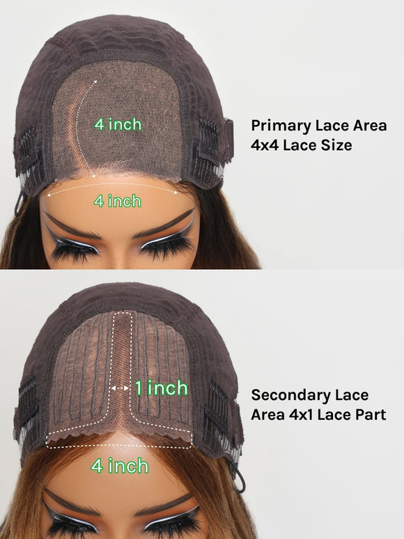 Double Wear Wig Ombre Chestnut Brown&Honey Blonde Yaki Straight Wig Flip & Go Fast Transformation 100% Human Hair Klaiyi Hair