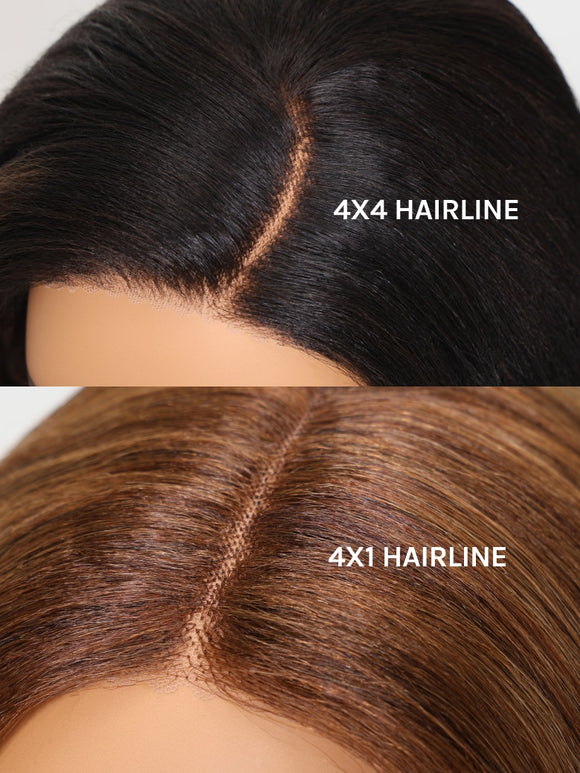 Double Wear Wig Ombre Chestnut Brown&Honey Blonde Yaki Straight Wig Flip & Go Fast Transformation 100% Human Hair Klaiyi Hair