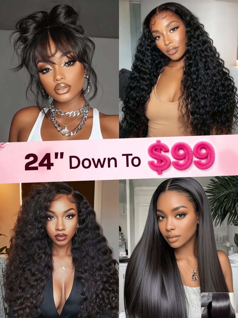 Extra 50% Off Code HALF50 | $99 =24" VIP Member Sale Included 12 Different Styles 100% Human Hair Glueless Wig Limited Time Flash Sale