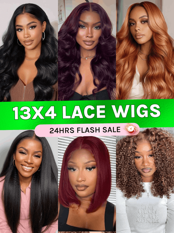 Flash Sale| 13x4 Lace Frontal Wigs Included Different Styles VIP Member Limited Stock Limited Time