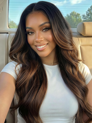Klaiyi Ombre Chestnut Brown Yaki Straight Glueless Wig 7x5 No-Slip & 13x4 Pre-Everything Put On & Go Human Hair Wigs with Invisi Drawstring