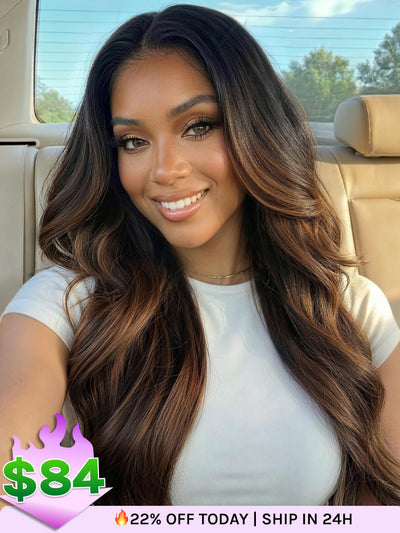 Klaiyi Ombre Chestnut Brown Yaki Straight Glueless Wig 7x5 No-Slip & 13x4 Pre-Everything Put On & Go Human Hair Wigs with Invisi Drawstring