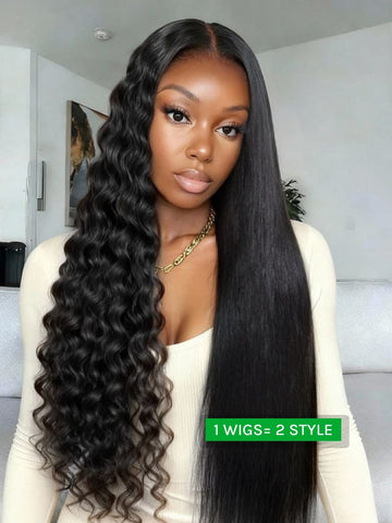 Klaiyi 7x5 & 13x4 No-Slip Cap Glueless Lace Water Wave Wig Put On & Go Human Hair Wig with Baby Hair Lightweight & Breathable
