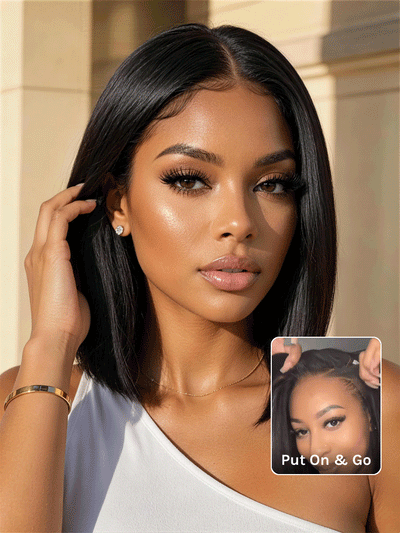 Klaiyi Light Yaki Straight Put On & Go Glueless Bob Wig 7x5 Lace Closure Wig Beginner Friendly Human Hair Wig Flash Sale
