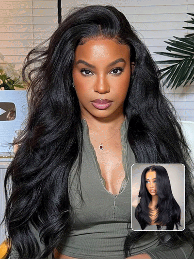Klaiyi Yaki Straight Put On and Go Glueless Lace Wigs 7x5 Bye Bye Knots Human Hair Lace Wig