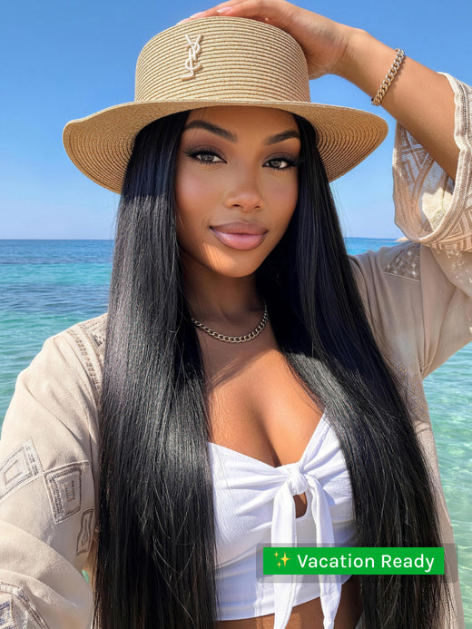 Klaiyi Yaki Straight Put On and Go Glueless Lace Wigs 7x5 Bye Bye Knots Human Hair Lace Wig
