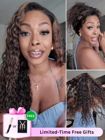 @Lynee's Pick | Klaiyi 7x5 Golden Brown Highlight Water Wave No-Slip Cap Glueless Human Hair Wig 150% Density