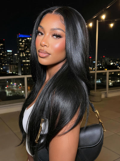 20" Only $129 | Klaiyi Light Yaki Straight Put On & Go 7x5 & 13x4 Pre-Everything Glueless Human Hair Wig