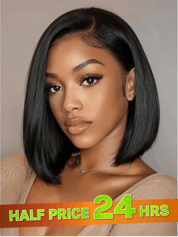 50% de Descuento Extra, Código: HALF50 | Peluca Klaiyi Listo para Usar, Sin Pegamento, Bob 13x4 Pre Todo/ 7×5, Adiós Nudos, Peluca de Encaje Pre-Cortada, Amigable para Principiantes, Venta Flash