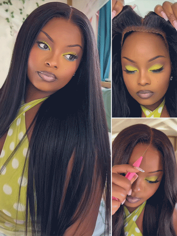 20inch Only $129 | Klaiyi Light Yaki Straight Put On & Go 7x5 & 13x4 Pre-Everything Glueless Human Hair Wig