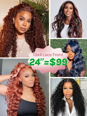 Tout à 89 $ | Perruques en dentelle 13x4 plus larges, densité 200 %-250 %, volume/texture douce, styles variés, vente flash exclusive pour les membres VIP