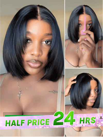 Extra 50% Off,Code: HALF50 | Klaiyi Yaki Straight Put On and Go Glueless Bob Wig 7x5 Pre-Cut Lace Closure Wig Beginner Friendly