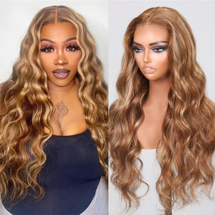 Extra 50% Off Code HALF50 | Klaiyi Ombre Highlight 6x4.75 Pre-cut Lace Wig Body Wave Or Jerry Curl Natural Density